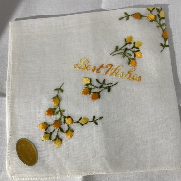 Vintage Switzerland lot of 2, Embroidered, NOS, Handkerchiefs, with labels. - Picture 2 of 9